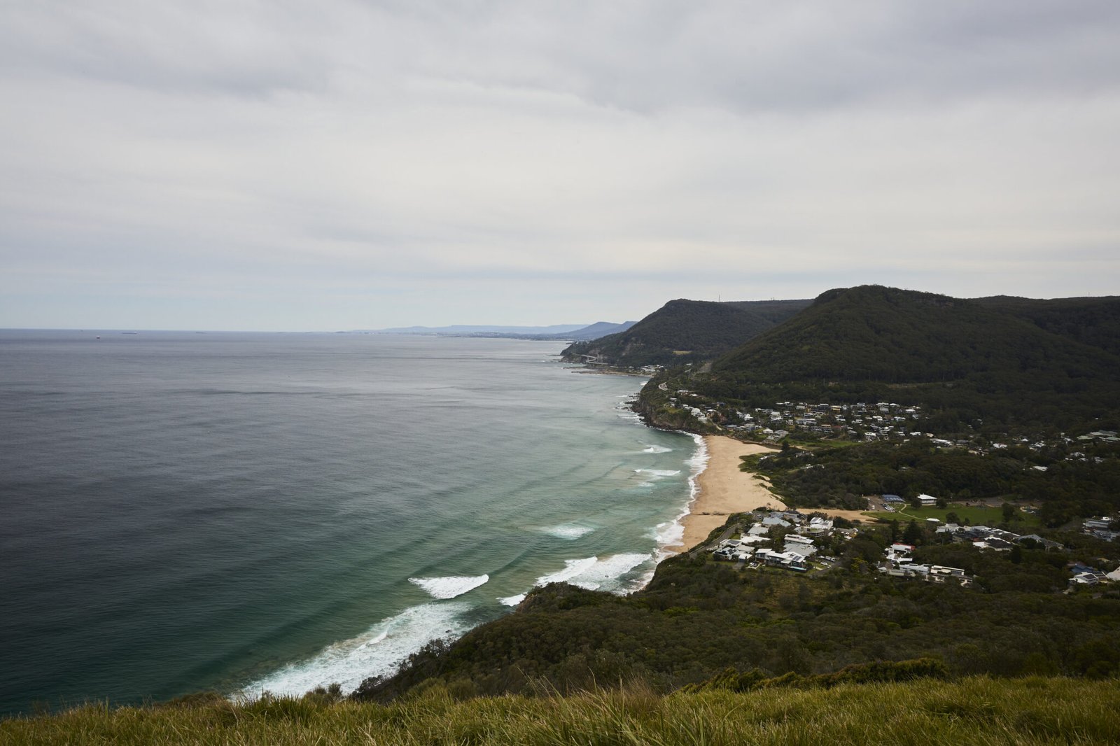 Aerial shot of Royal National Park coastline with cliffs and beaches
