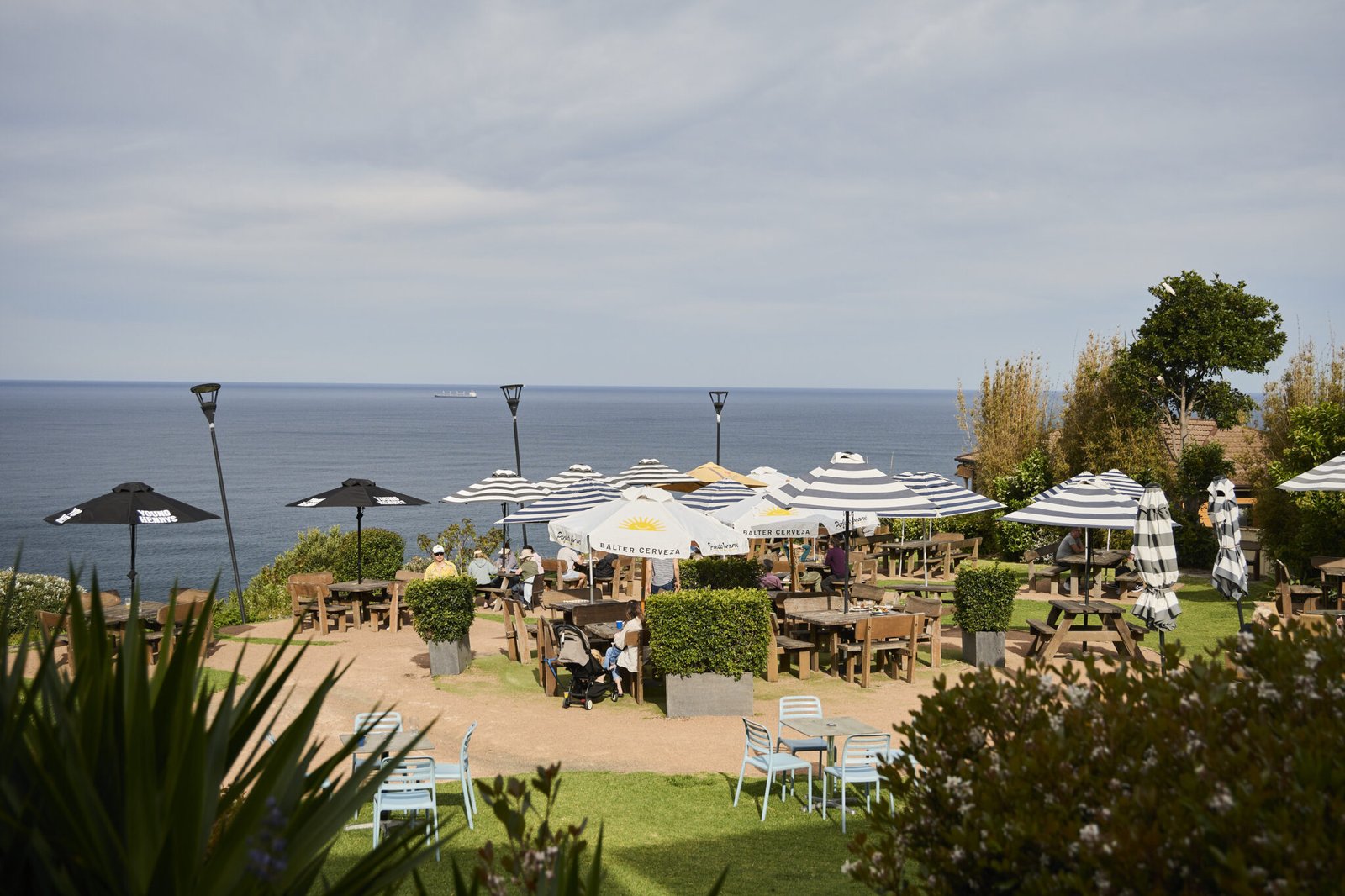 Outdoor seating area overlooking Royal National Park coastline